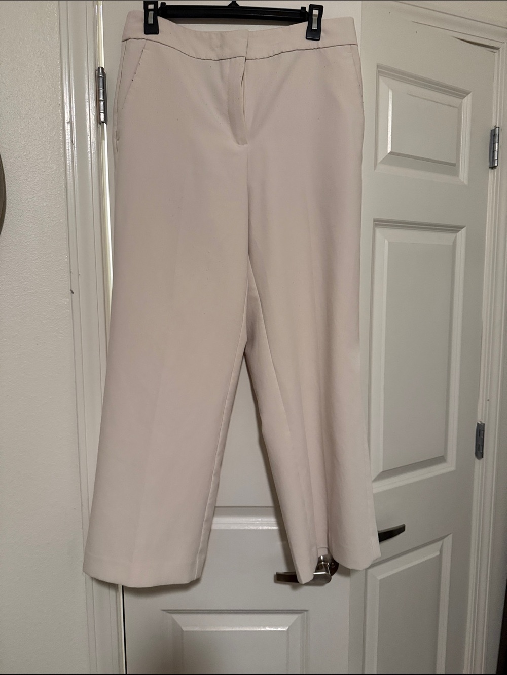 Ann Taylor Cropped Wide-Leg Pants in Light Cream